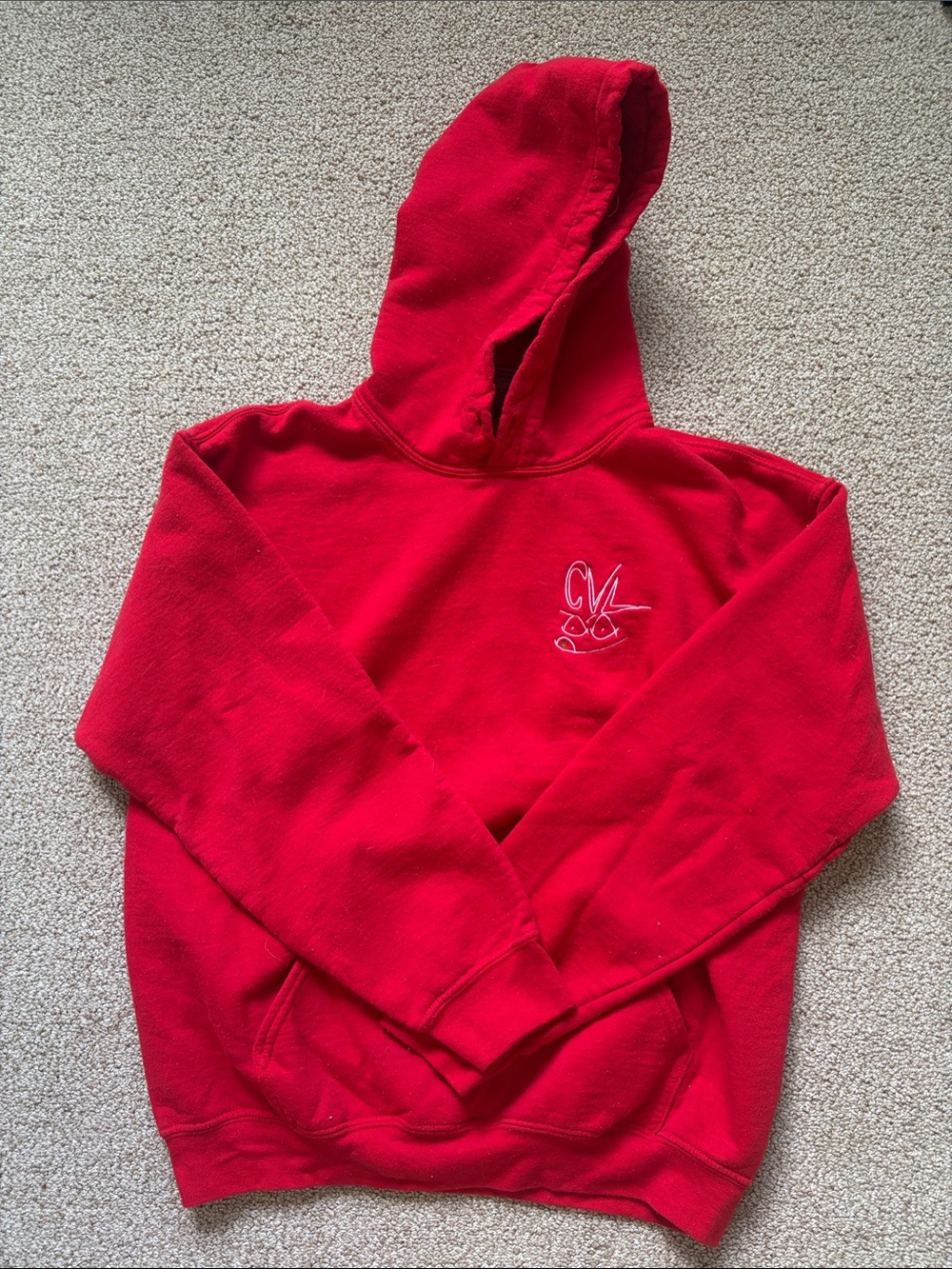 Red Hoodie with Small Chest Graphic